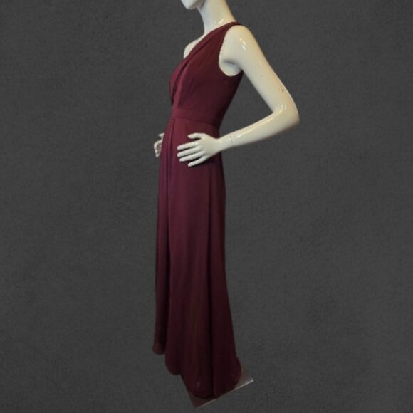 DAVID'S BRIDAL Burgundy Wine Formal Prom Bridesmaid Full  Length Gown sz 2 - Picture 4 of 8